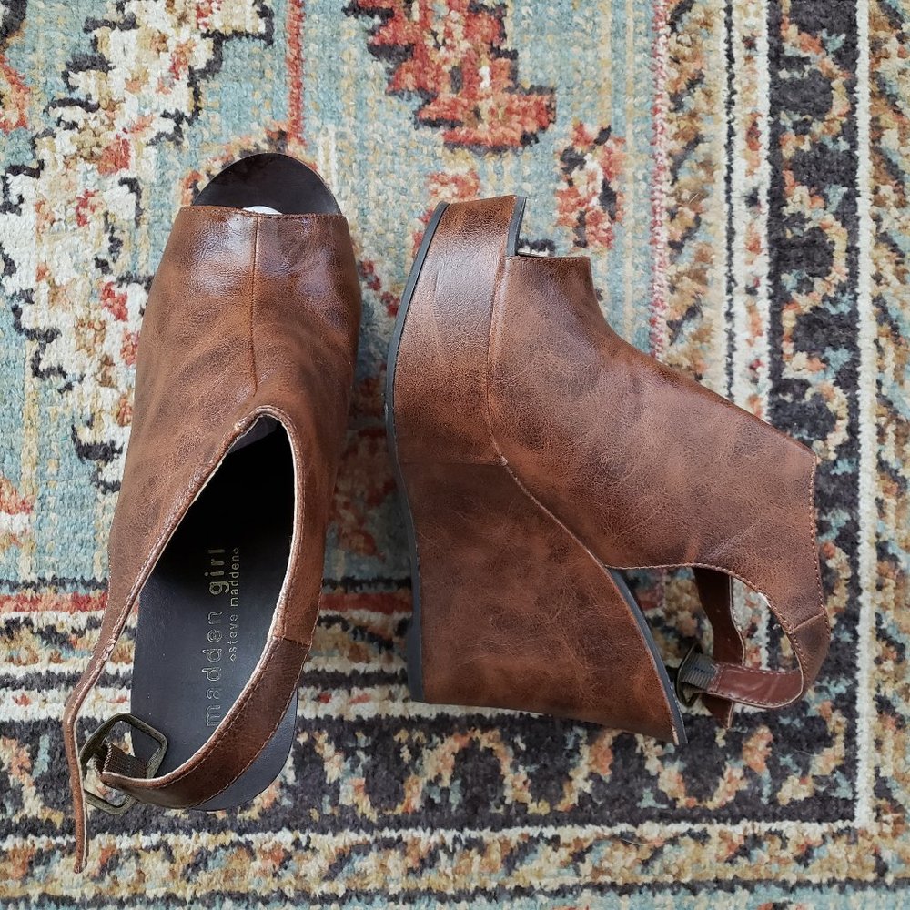 Brown Madden Girl Platform Wedges - Size 7